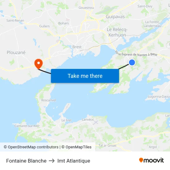 Fontaine Blanche to Imt Atlantique map