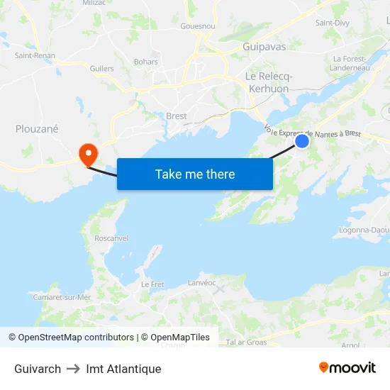 Guivarch to Imt Atlantique map