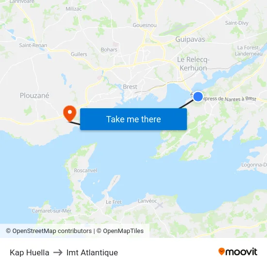 Kap Huella to Imt Atlantique map