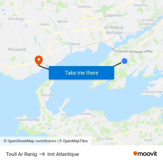 Toull Ar Ranig to Imt Atlantique map