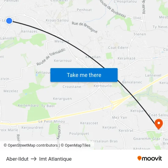 Aber-Ildut to Imt Atlantique map