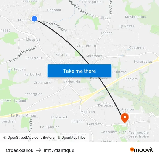 Croas-Saliou to Imt Atlantique map