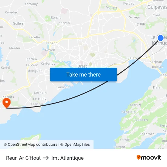 Reun Ar C'Hoat to Imt Atlantique map