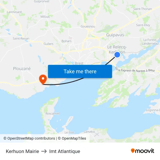 Kerhuon Mairie to Imt Atlantique map