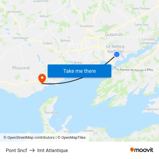 Pont Sncf to Imt Atlantique map