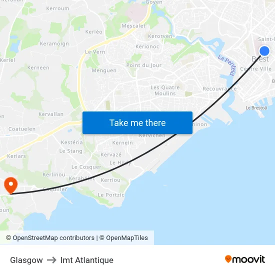 Glasgow to Imt Atlantique map