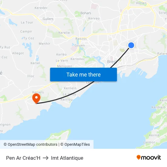 Pen Ar Créac'H to Imt Atlantique map