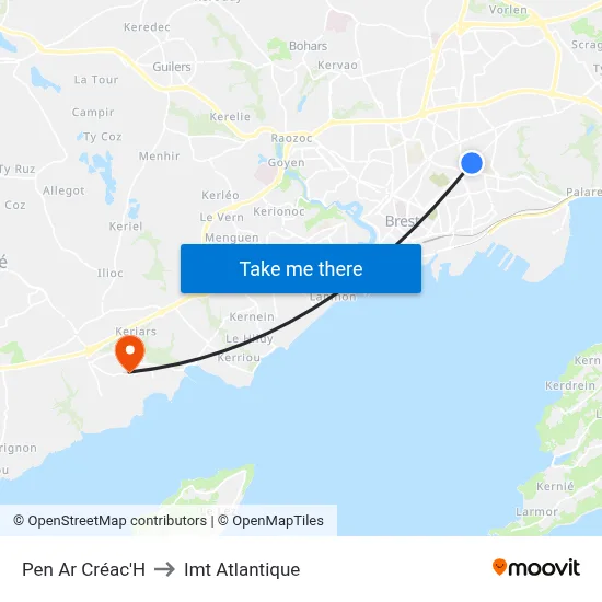 Pen Ar Créac'H to Imt Atlantique map