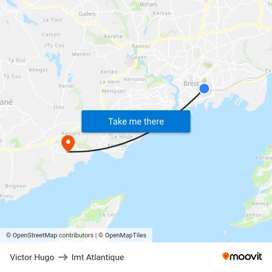 Victor Hugo to Imt Atlantique map