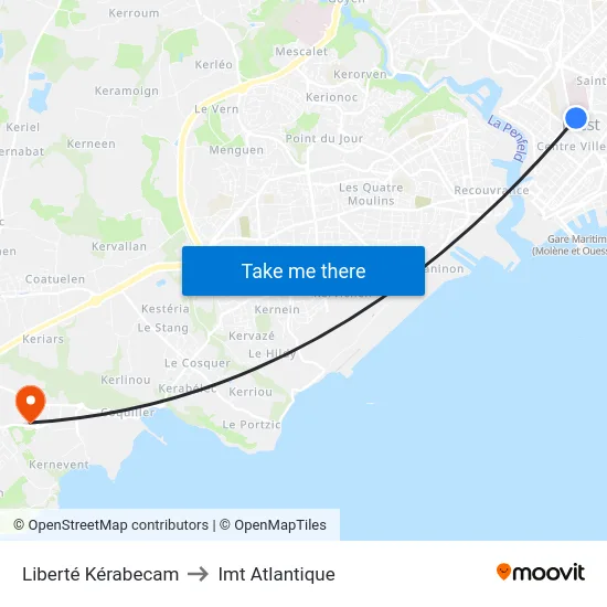 Liberté Kérabecam to Imt Atlantique map