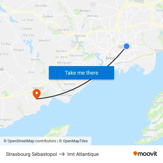 Strasbourg Sébastopol to Imt Atlantique map
