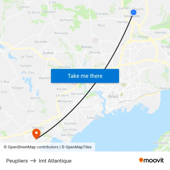 Peupliers to Imt Atlantique map