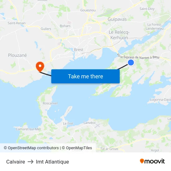 Calvaire to Imt Atlantique map