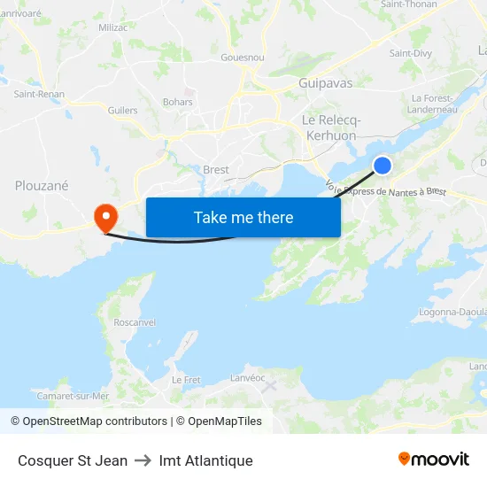 Cosquer St Jean to Imt Atlantique map