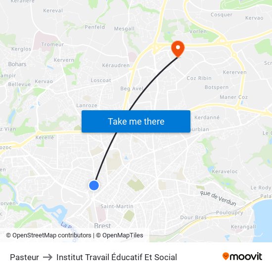 Pasteur to Institut Travail Éducatif Et Social map