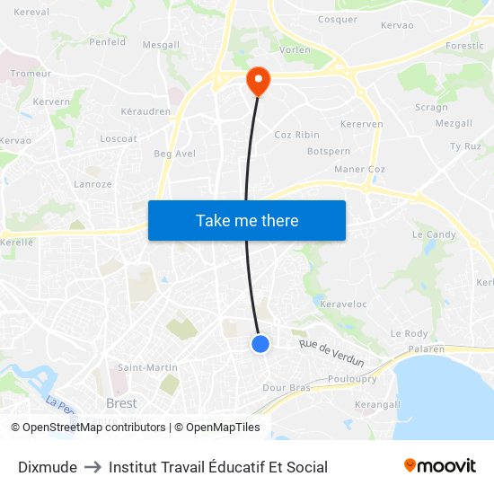 Dixmude to Institut Travail Éducatif Et Social map