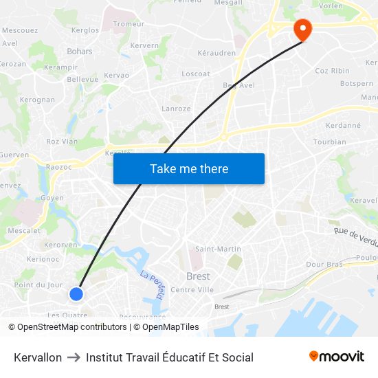 Kervallon to Institut Travail Éducatif Et Social map