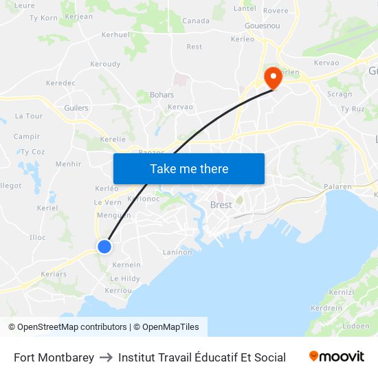 Fort Montbarey to Institut Travail Éducatif Et Social map