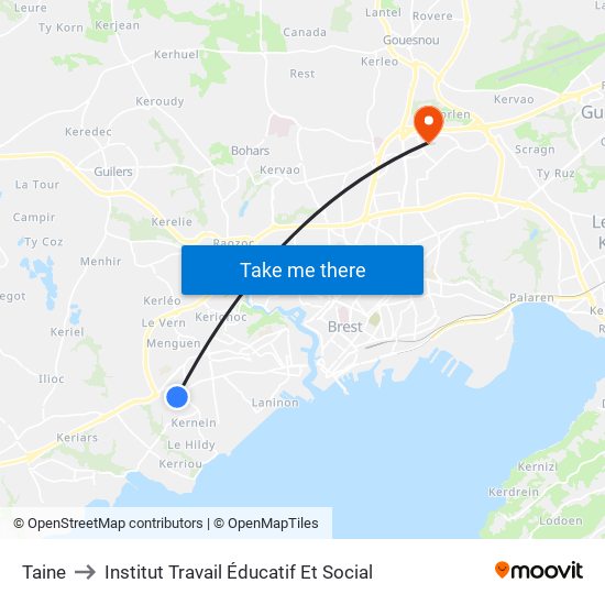 Taine to Institut Travail Éducatif Et Social map