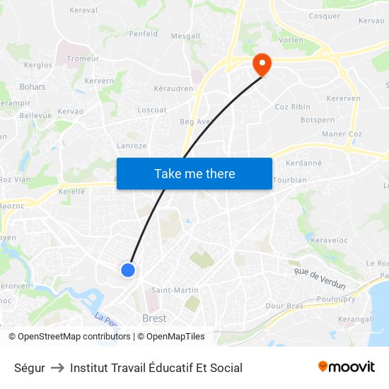 Ségur to Institut Travail Éducatif Et Social map