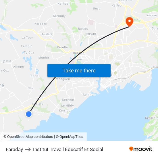 Faraday to Institut Travail Éducatif Et Social map