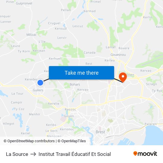 La Source to Institut Travail Éducatif Et Social map