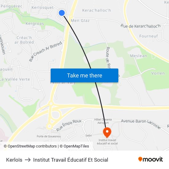 Kerloïs to Institut Travail Éducatif Et Social map