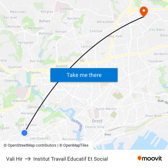 Vali Hir to Institut Travail Éducatif Et Social map