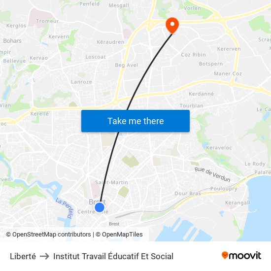 Liberté to Institut Travail Éducatif Et Social map
