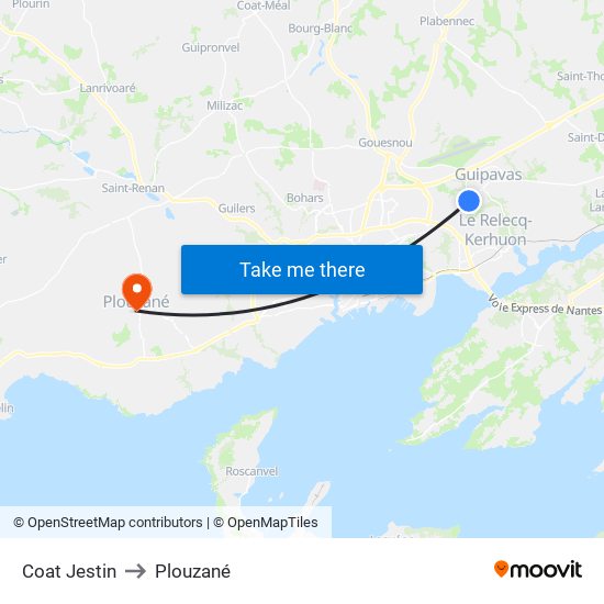 Coat Jestin to Plouzané map
