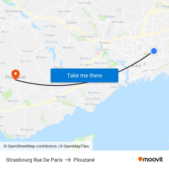 Strasbourg Rue De Paris to Plouzané map