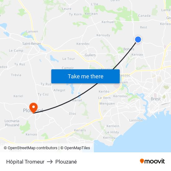 Hôpital Tromeur to Plouzané map