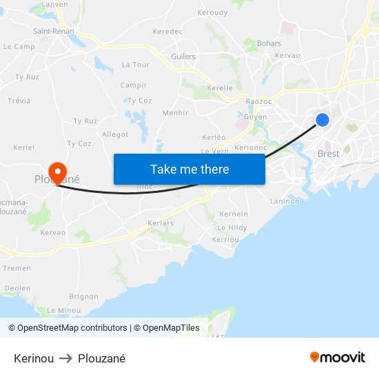 Kerinou to Plouzané map