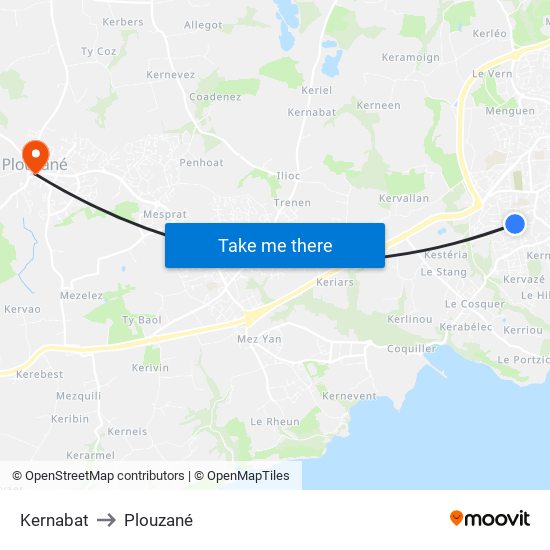 Kernabat to Plouzané map