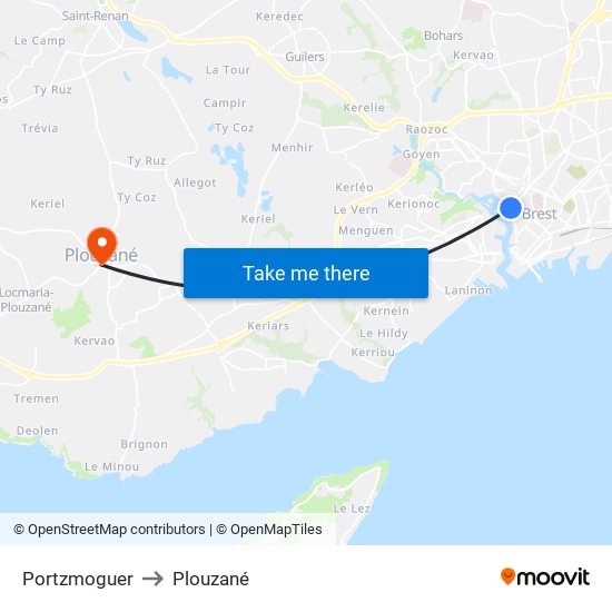 Portzmoguer to Plouzané map