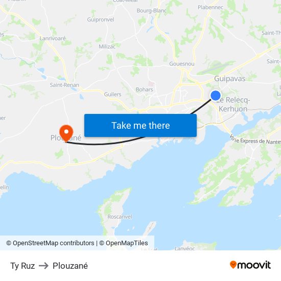 Ty Ruz to Plouzané map