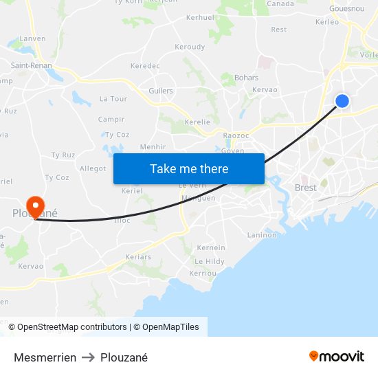 Mesmerrien to Plouzané map