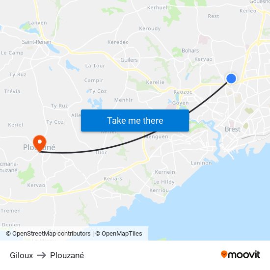 Giloux to Plouzané map