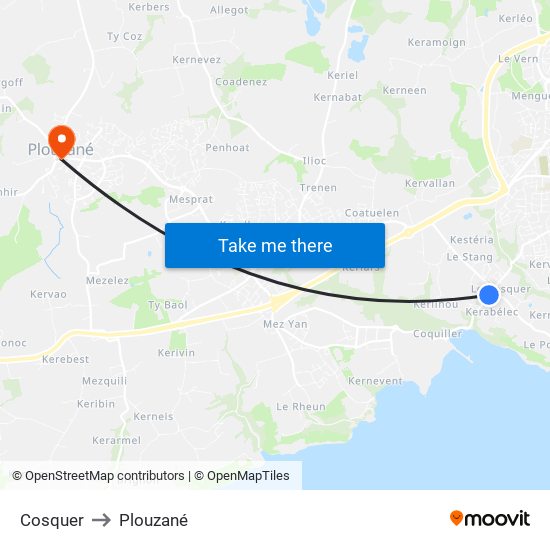 Cosquer to Plouzané map