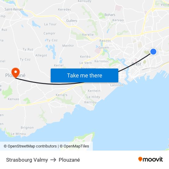 Strasbourg Valmy to Plouzané map