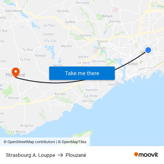 Strasbourg A. Louppe to Plouzané map