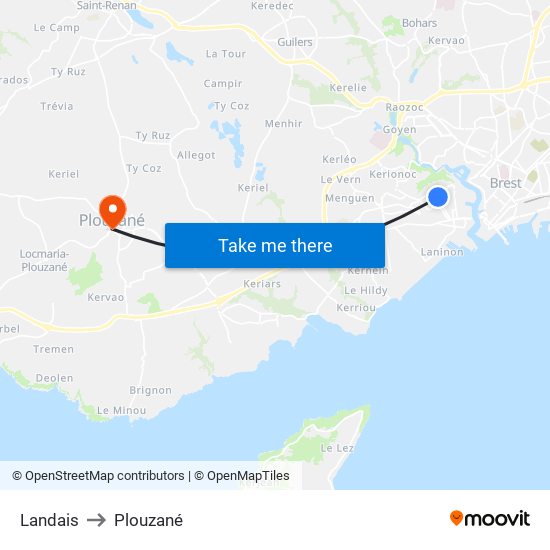 Landais to Plouzané map