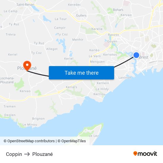 Coppin to Plouzané map