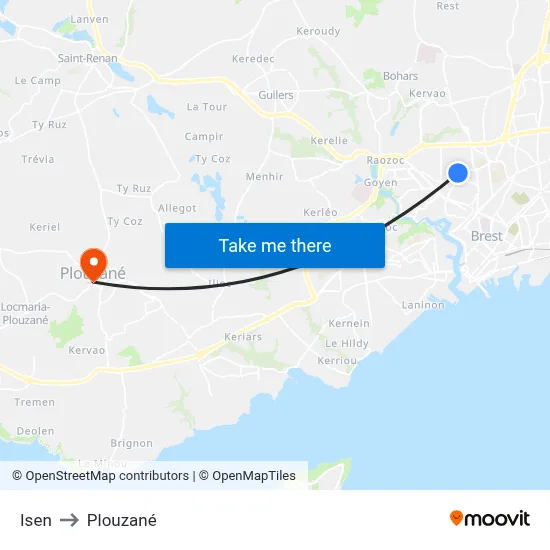 Isen to Plouzané map