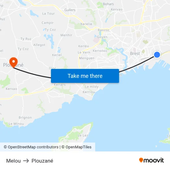 Melou to Plouzané map