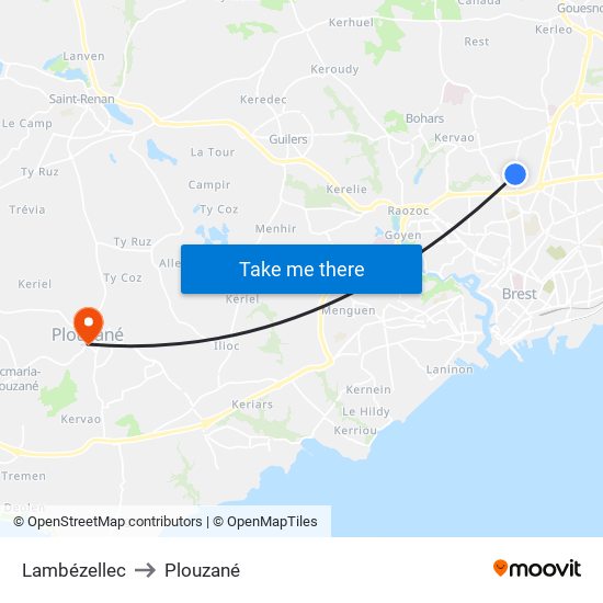 Lambézellec to Plouzané map