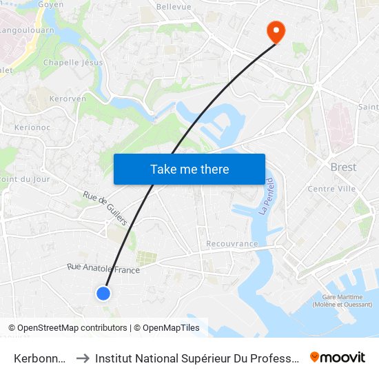 Kerbonne Eglise to Institut National Supérieur Du Professorat Et De L'Éducation map