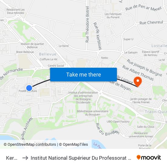 Kergoat to Institut National Supérieur Du Professorat Et De L'Éducation map