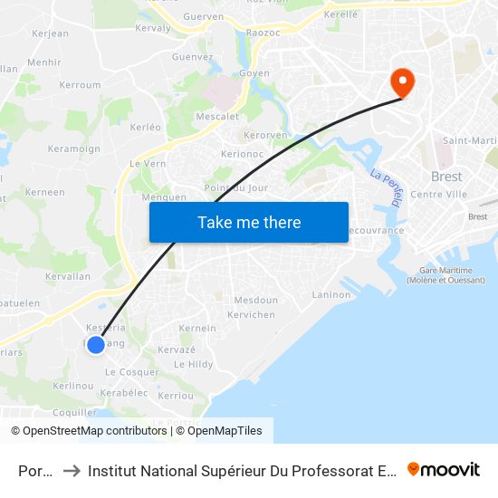 Portzic to Institut National Supérieur Du Professorat Et De L'Éducation map