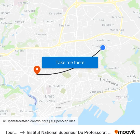 Tourbian to Institut National Supérieur Du Professorat Et De L'Éducation map